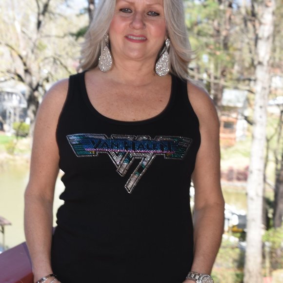 Van Halen Rhinestone  bling sleeveless tank top  XS,S,M,L,XL,XXL, … - Picture 3 of 13
